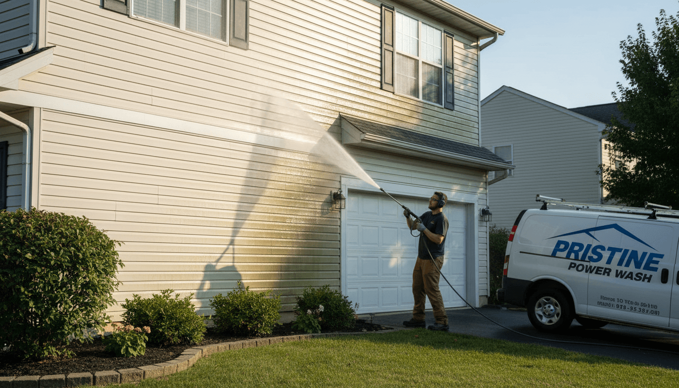 Clean residential home exterior in O'Fallon with freshly washed siding and driveway